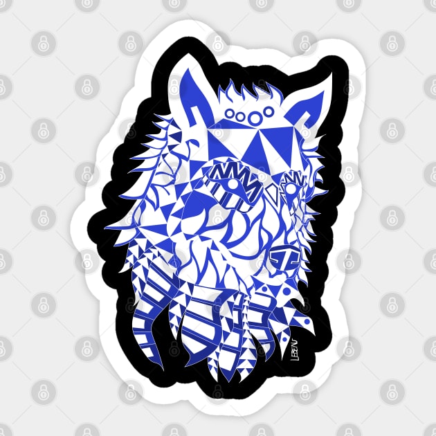 kiba the wolf in mexican pattern arts ecopop wild dog Sticker by jorge_lebeau